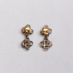 Sterling Silver Double Flower Stud Earrings