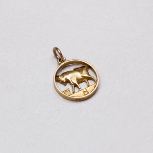 Vintage 9ct Gold Taurus Pendant Charm