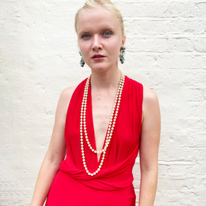Vintage Chanel Faux Pearl Long Necklace