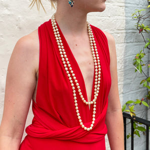 Vintage Chanel Faux Pearl Long Necklace