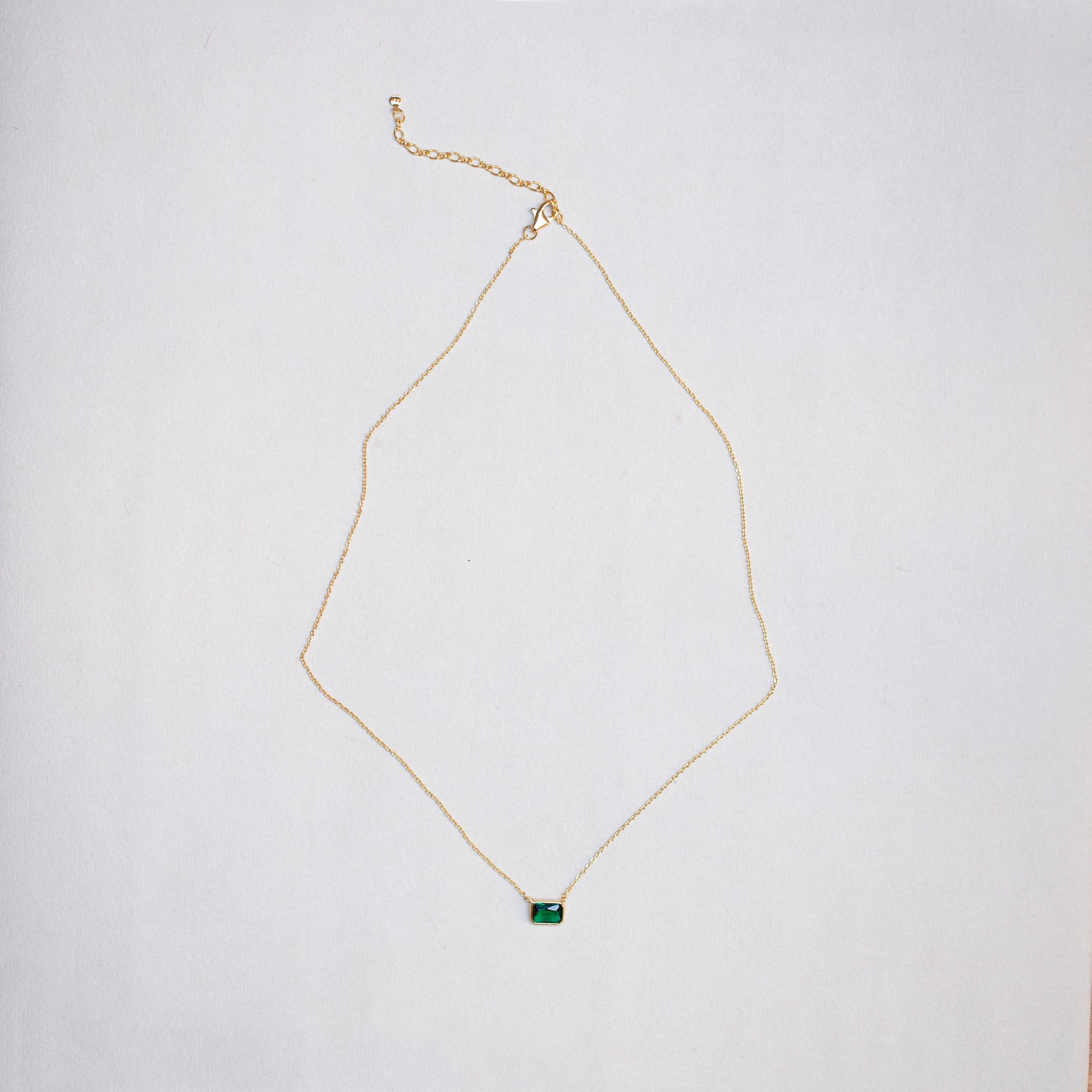 Gold-plated Necklace with Emerald Pendant