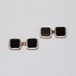 Vintage 18ct White Gold Cufflinks with Black Onyx