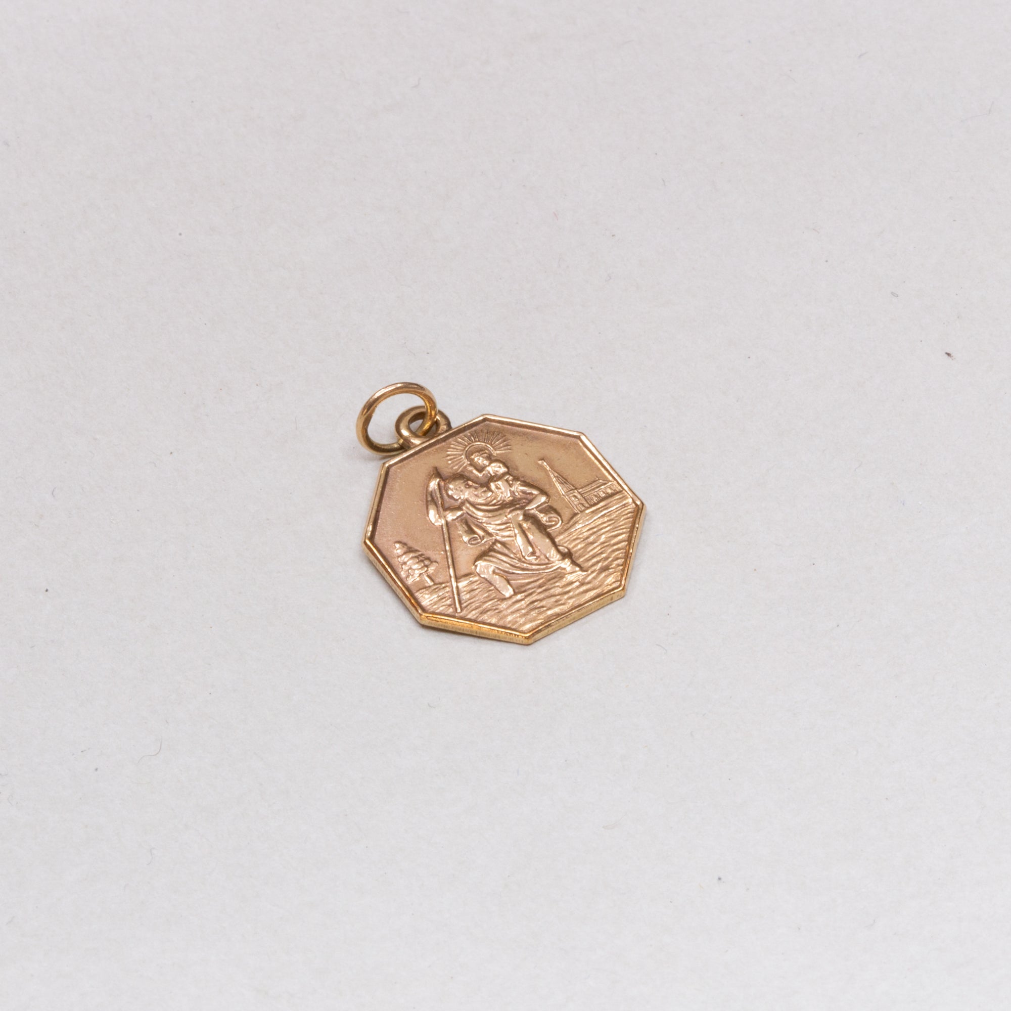 Vintage Octagonal Gold St. Christopher Pendant