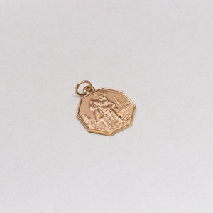 Vintage Octagonal Gold St. Christopher Pendant