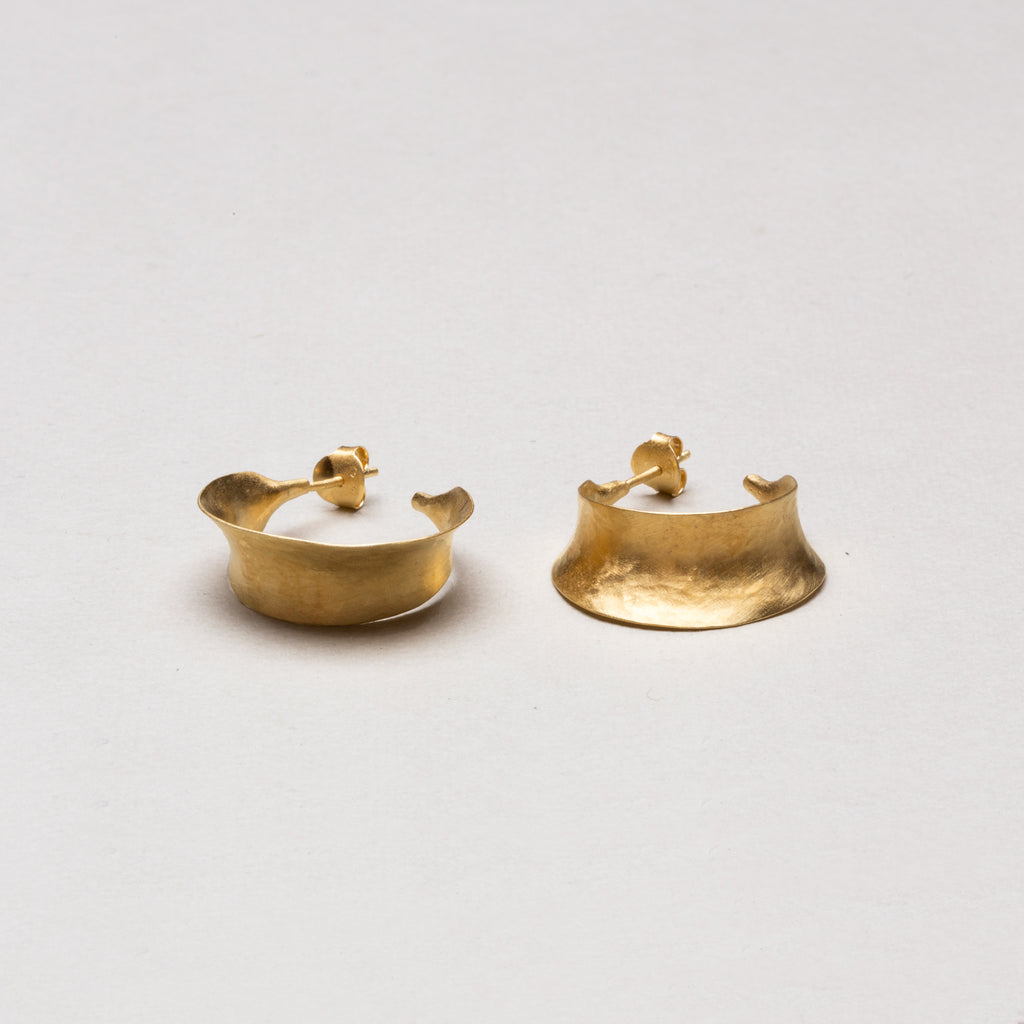 Open Flared Hoop Stud Earrings