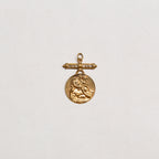 Rare Vintage 9ct Gold St. Christopher Pendant Charm with Diamond Cross