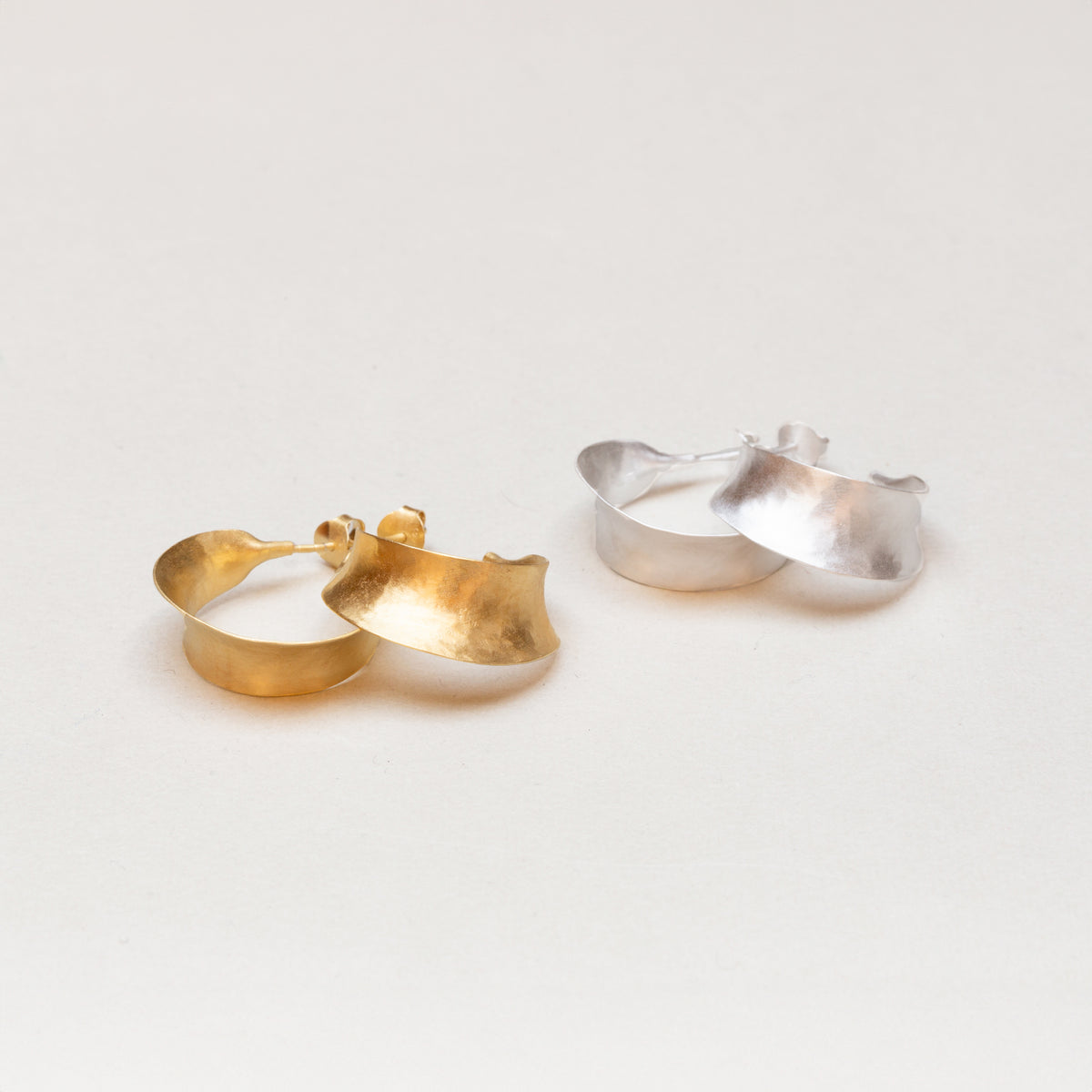 Open Flared Hoop Stud Earrings