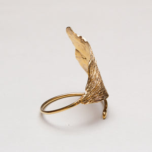 Vintage Gold-plated Sterling Silver Ginkgo Cuff Bracelet Bangle