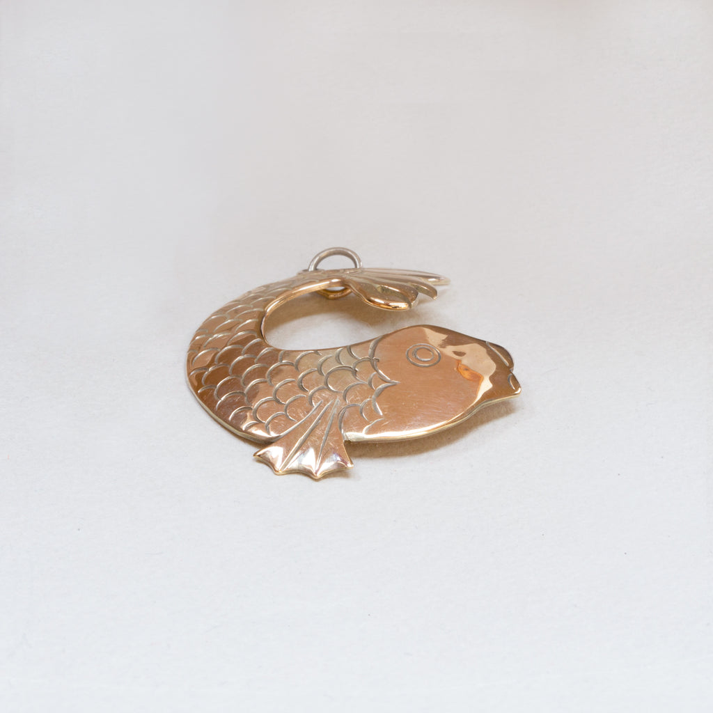 Vintage 9ct Gold Fish / Pisces Pendant Brooch