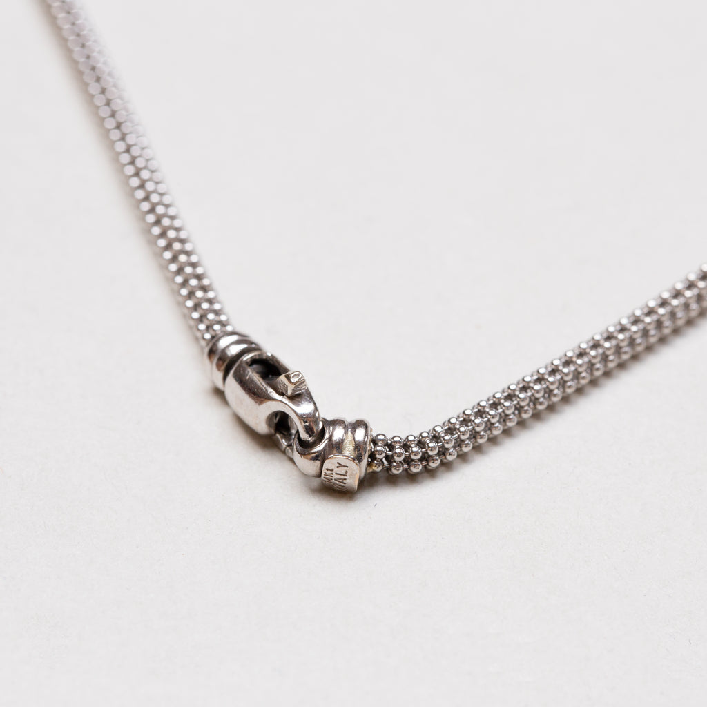 Vintage 18ct White Gold Camphor Glass Diamond Pendant Necklace