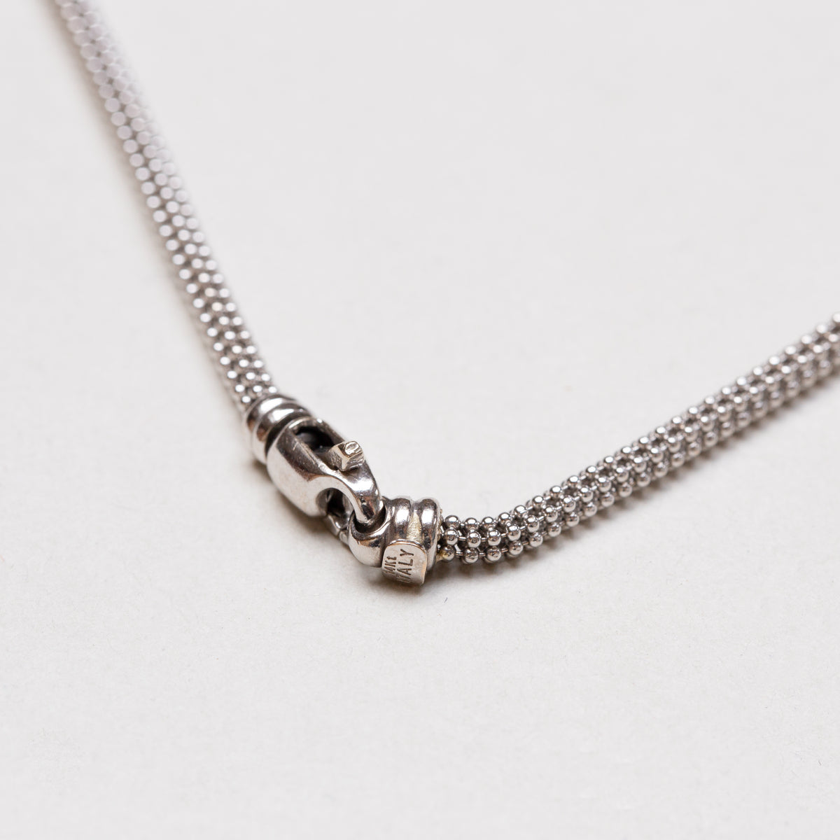Vintage 18ct White Gold Camphor Glass Diamond Pendant Necklace
