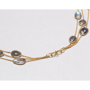 Vintage Pippa Small Triple-Strand Gold Necklace with Labradorite