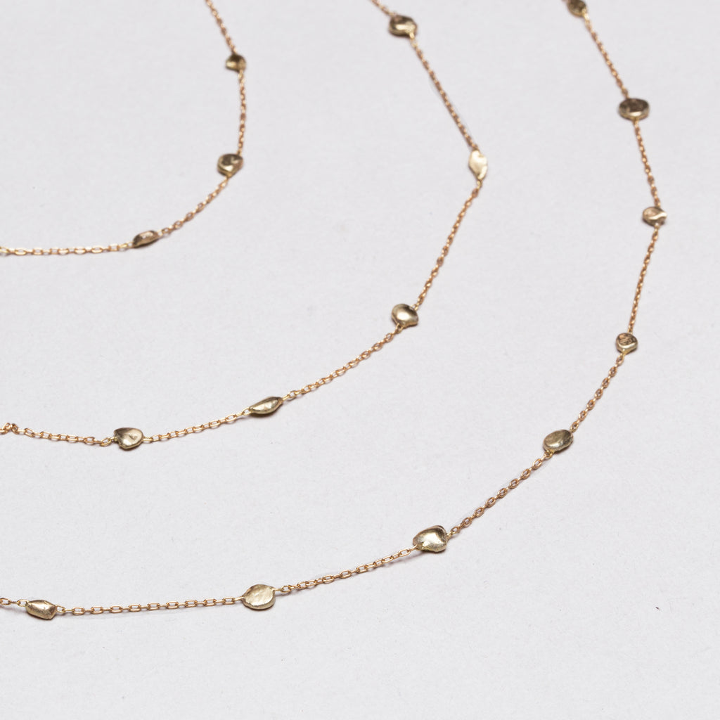 Vintage Triple-Strand Gold Nuggets Necklace
