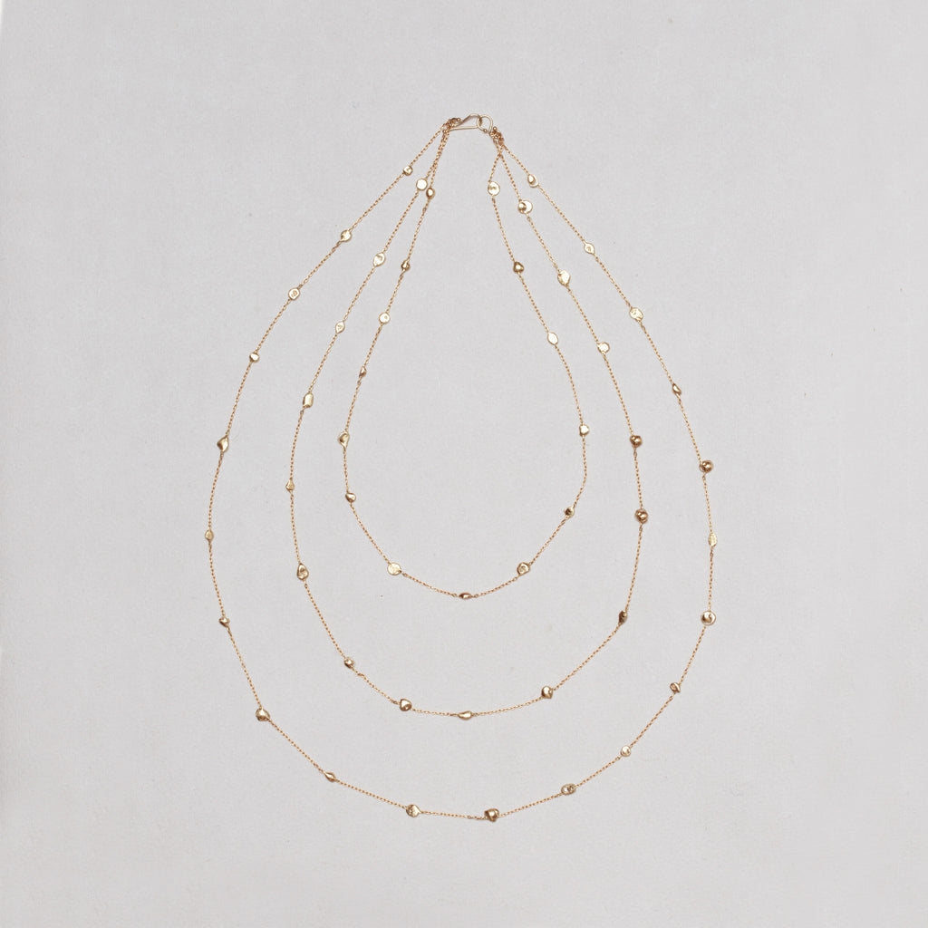 Vintage Triple-Strand Gold Nuggets Necklace