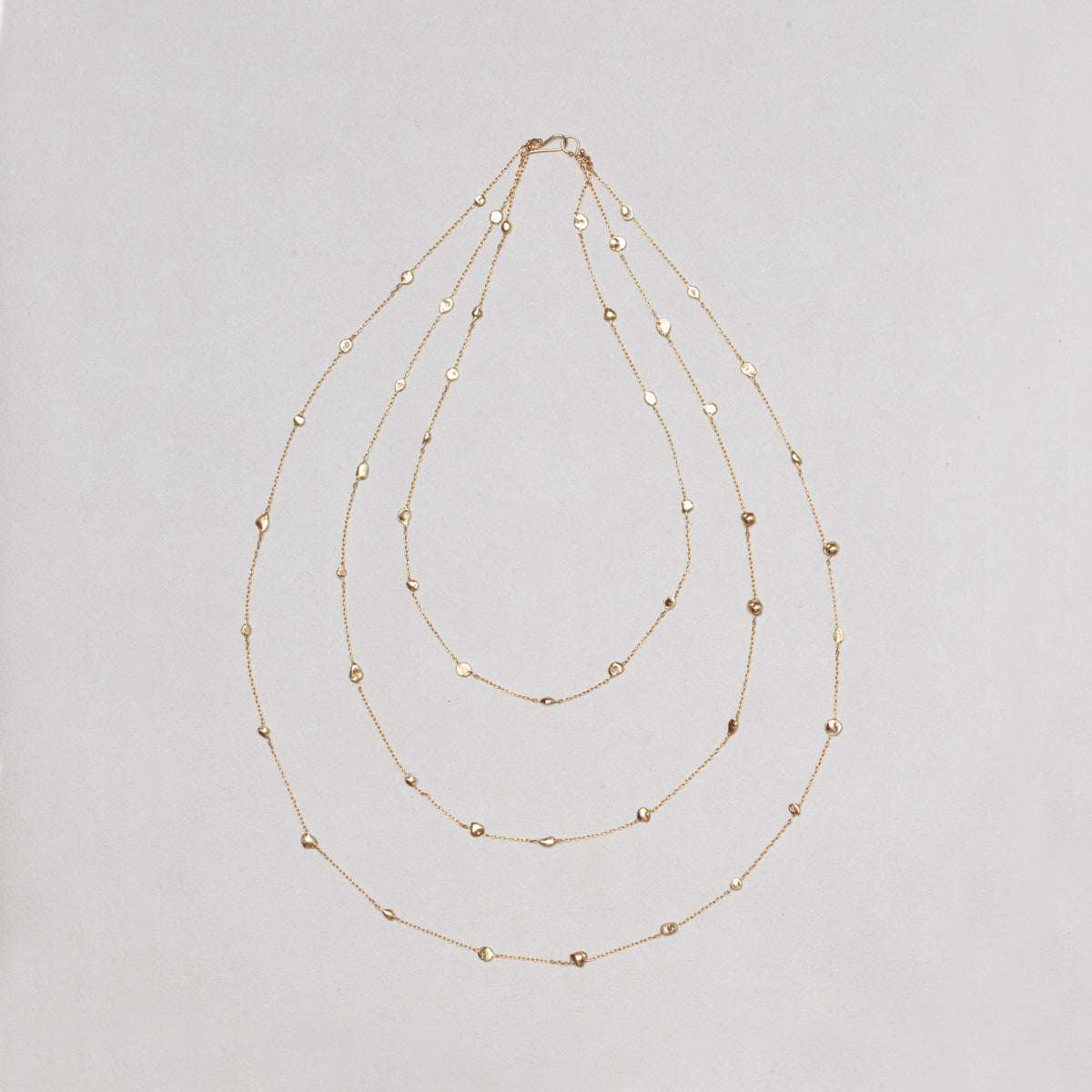 Vintage Triple-Strand Gold Nuggets Necklace