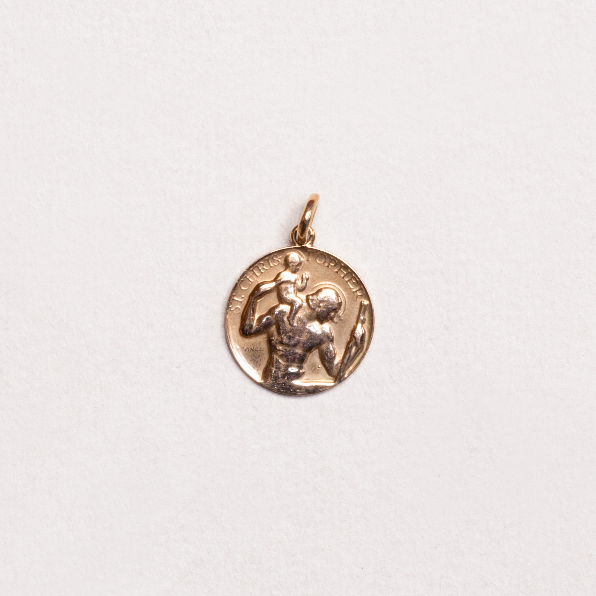 Vintage 9ct Gold St. Christopher's Pendant Charm by Paul Vincze