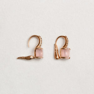 Vintage Gold Diamond Earrings with Pink Tourmaline