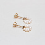Gold-plated Flower Stud Earrings with Fresh Water Pearls