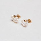 Gold-plated Flower Stud Earrings with Fresh Water Pearls