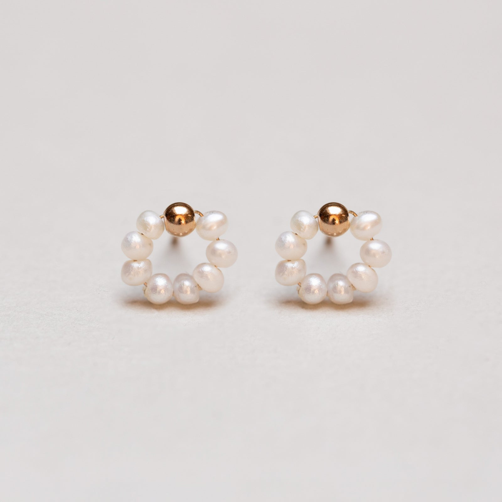 Gold-plated Flower Stud Earrings with Fresh Water Pearls