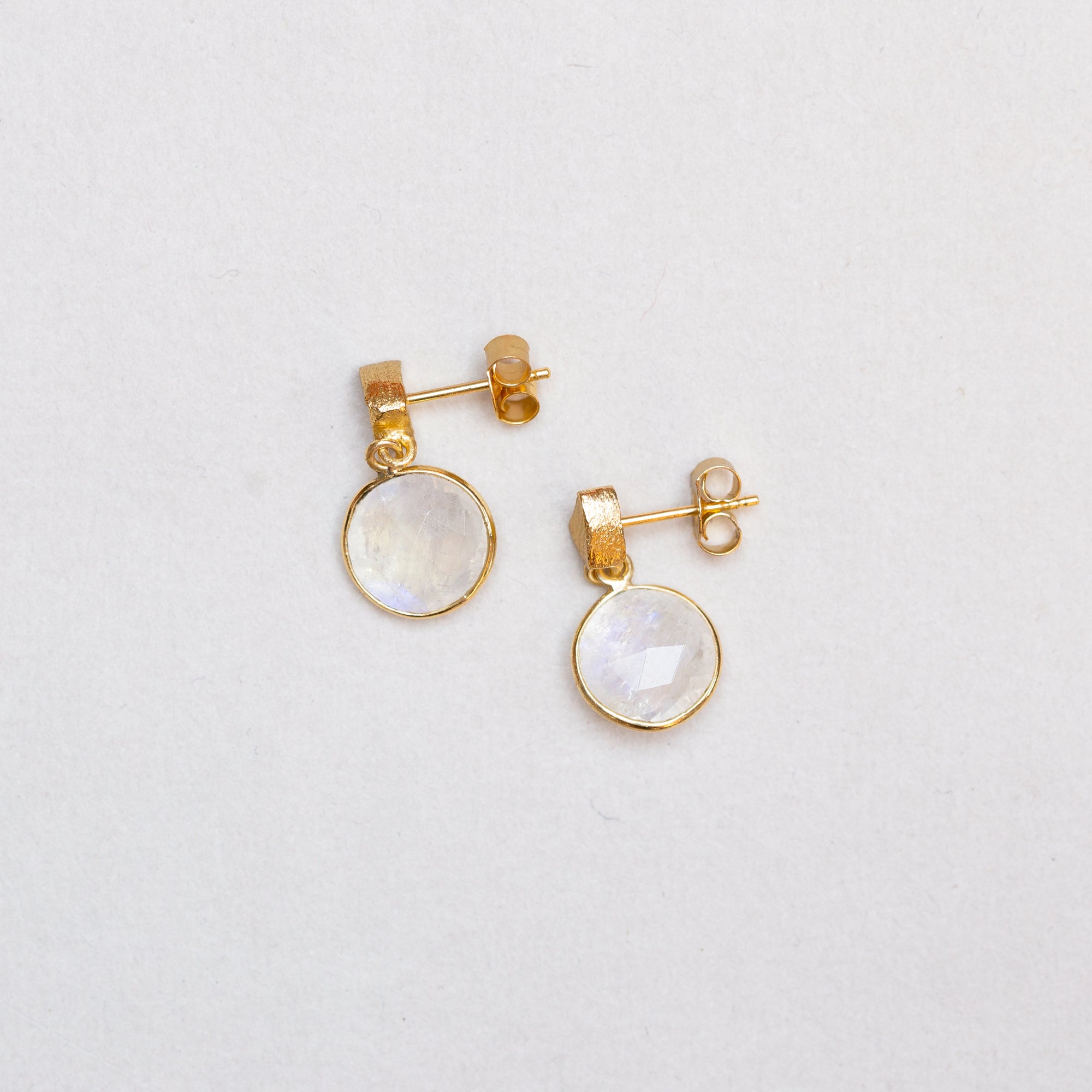 Gold-plated Stud Earrings with Moonstones