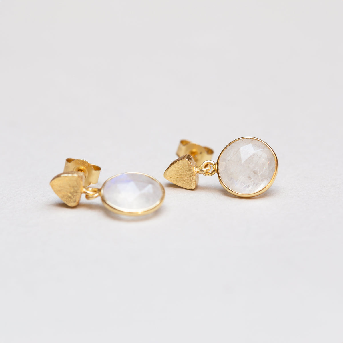Gold-plated Stud Earrings with Moonstones