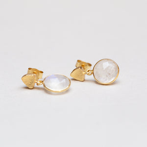 Gold-plated Stud Earrings with Moonstones