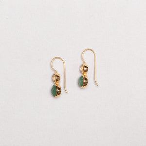 Double Gemstone Drop Earrings with Aventurine and Green Amethyst