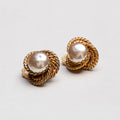 Vintage Gold Clip-on Earrings with Faux Pearls