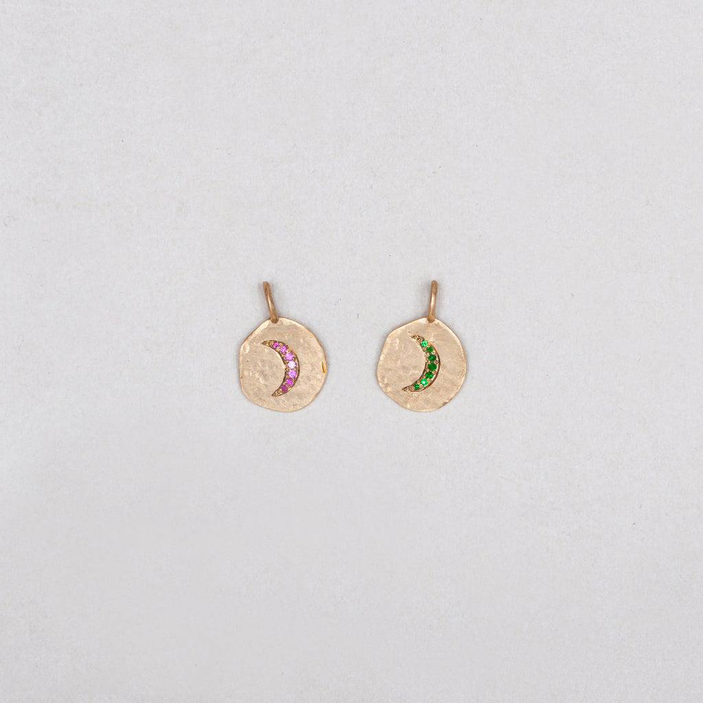 18ct Textured Gold Moon Crescent Pendant Charm