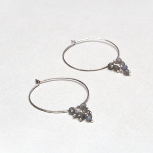 Silver Hoops with Labradorite