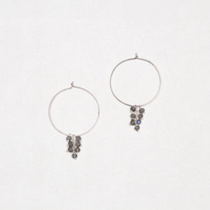 Silver Hoops with Labradorite