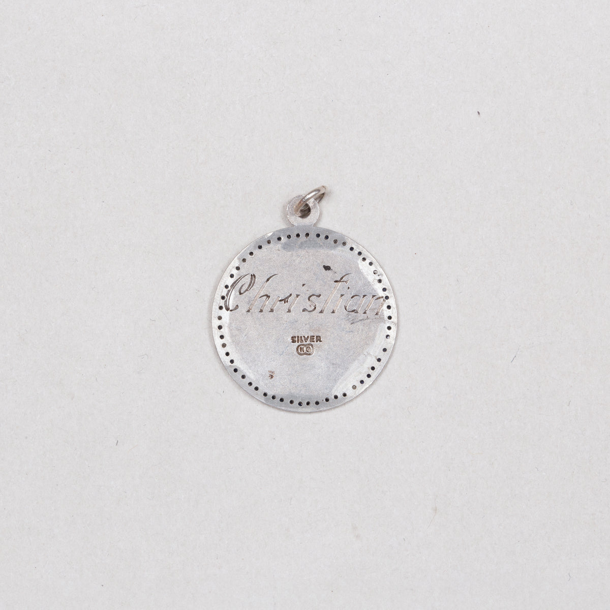 Vintage Silver St. Christopher Charm Pendant with Sapphires #8