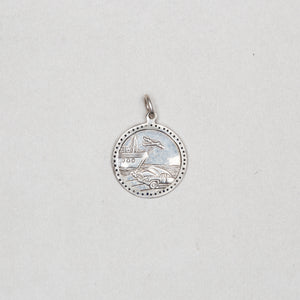 Vintage Silver St. Christopher Charm Pendant with Sapphires #9