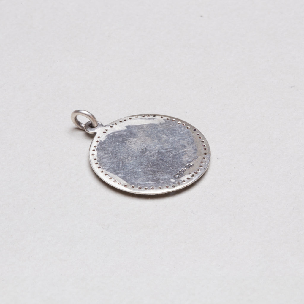 Vintage Silver Pisces Charm Pendant with Blue Sapphires