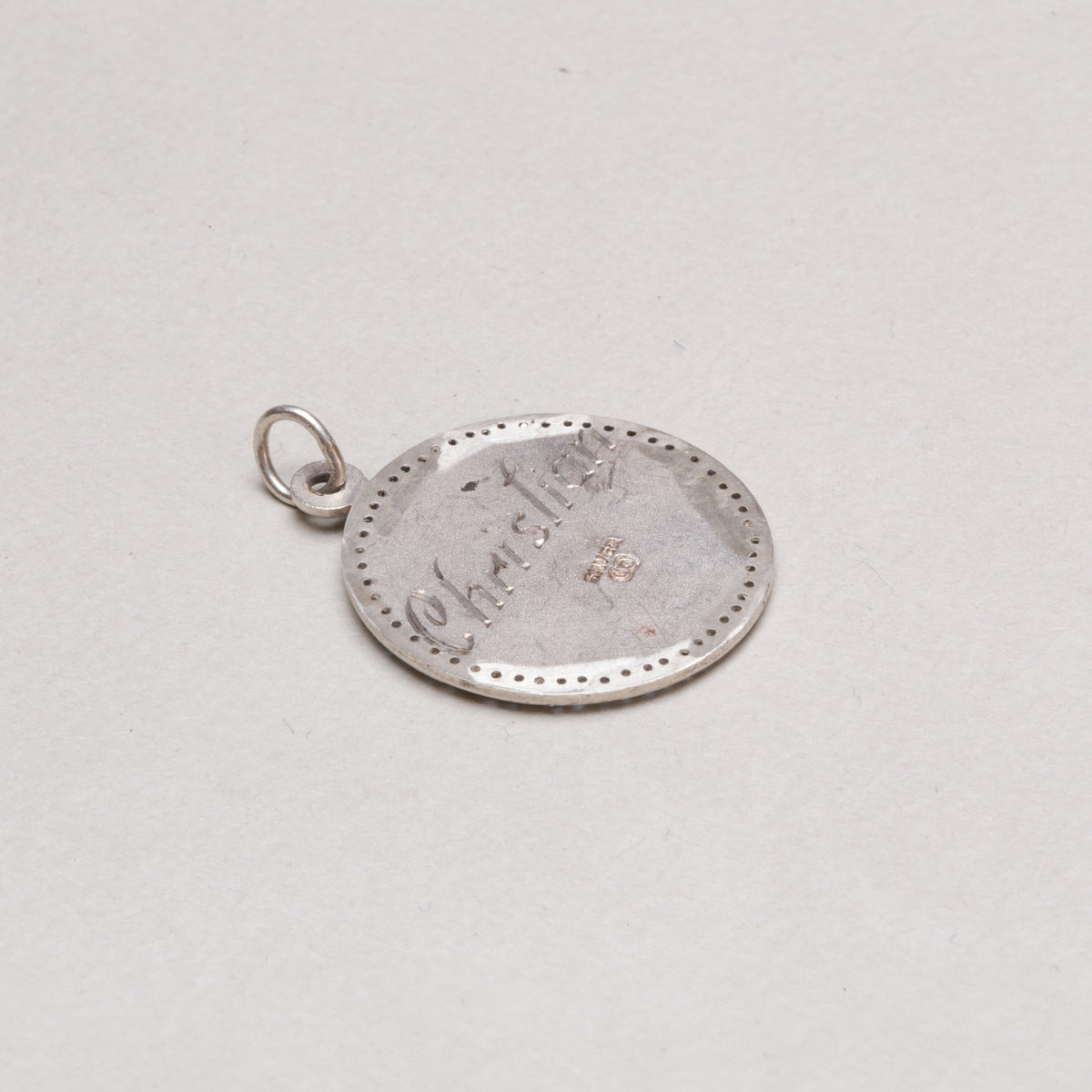 Vintage Silver St. Christopher Charm Pendant with Sapphires #8