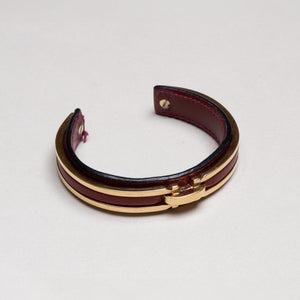 Vintage Ferragamo Burgundy Leather Bangle Bracelet