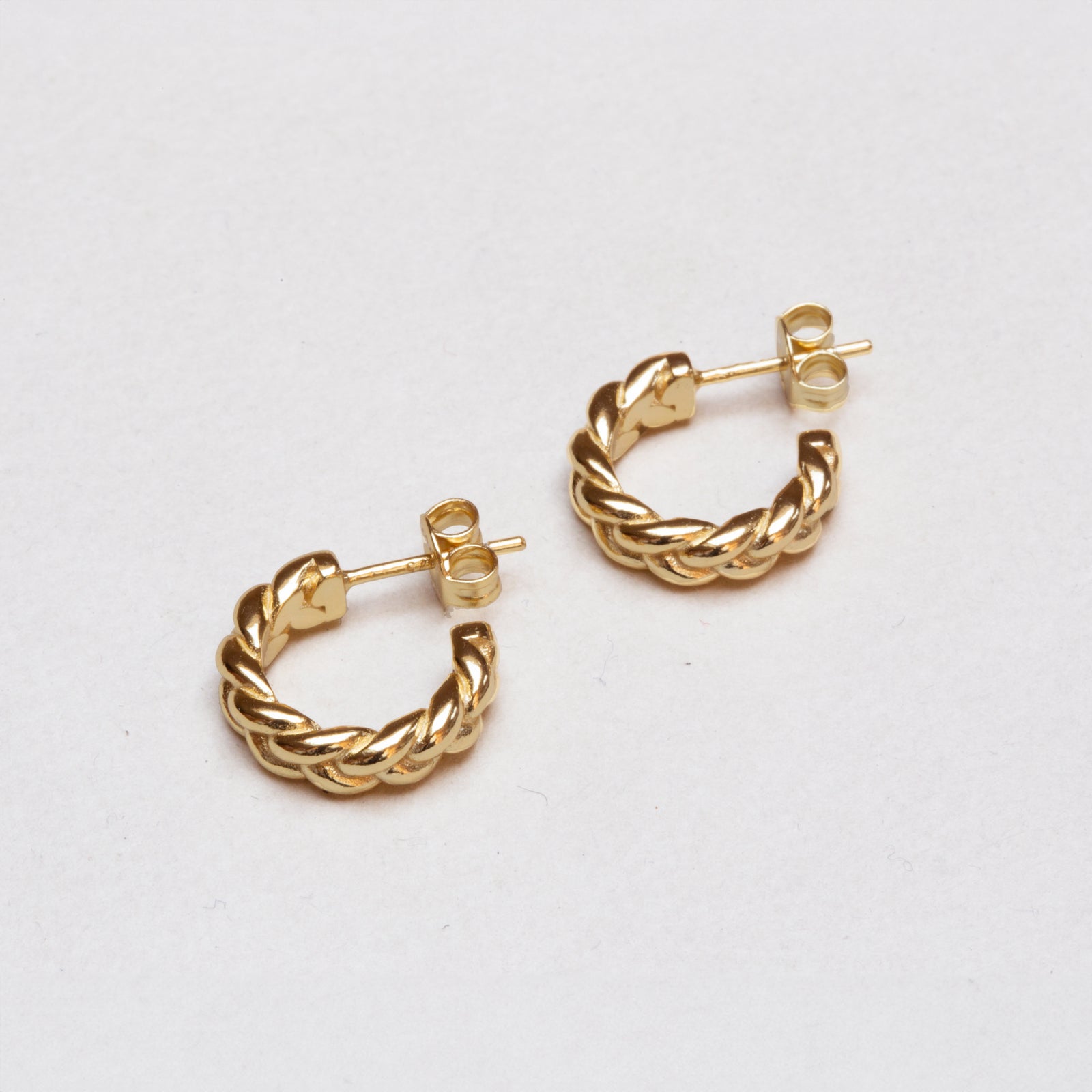 Gold-plated Braided Hoop Earrings