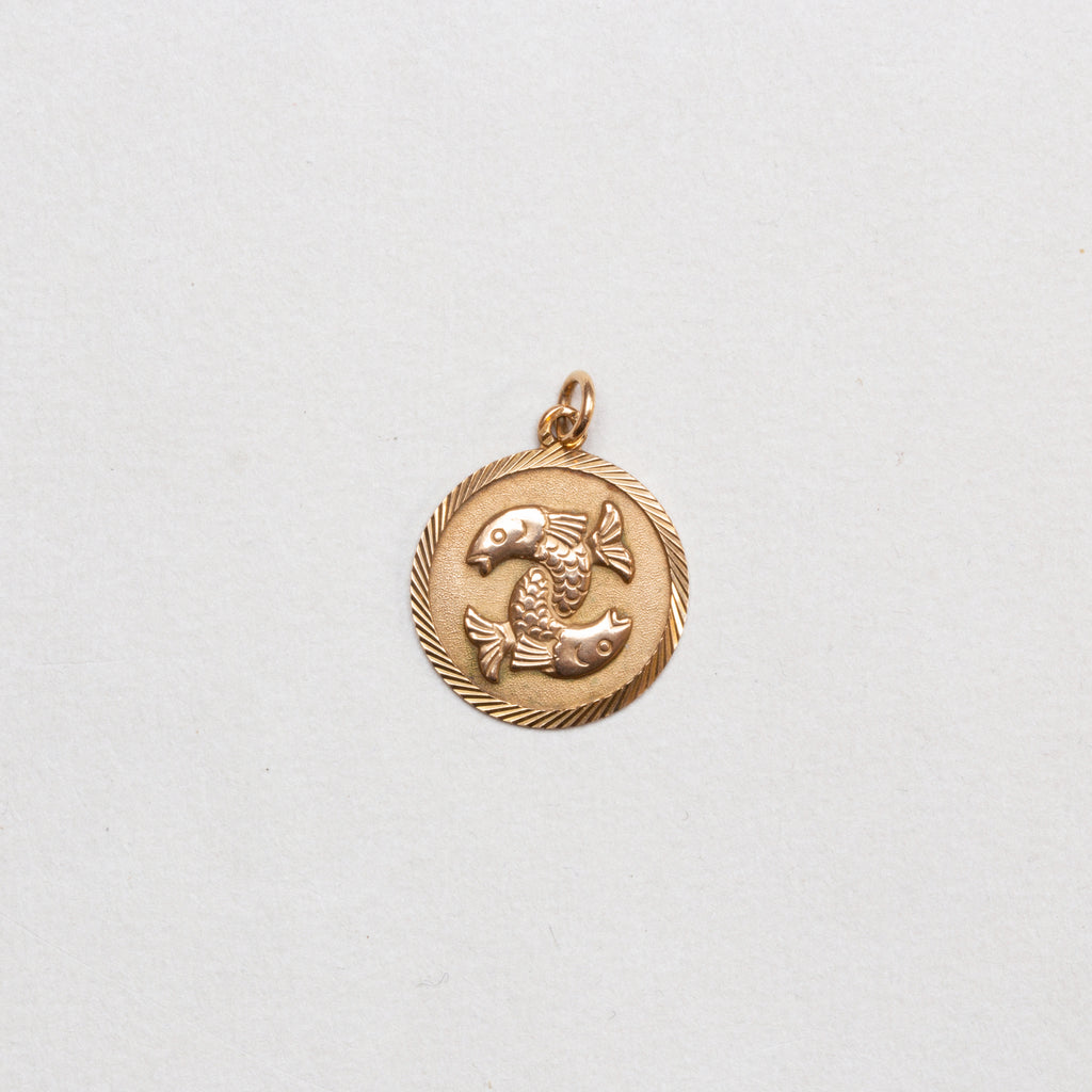 Vintage 9ct Gold Pisces Charm Pendant