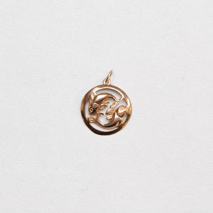 Vintage 9ct Gold Pisces Charm Pendant