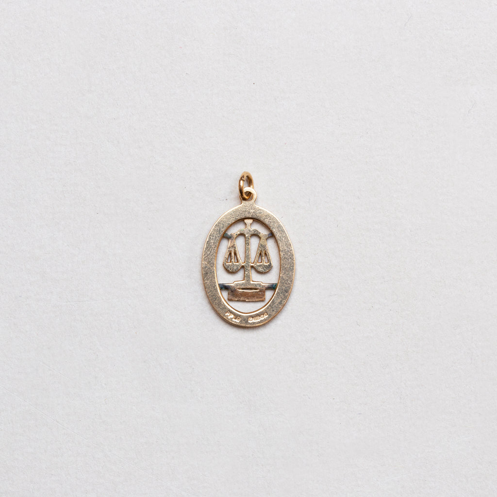 Vintage 9ct Gold Libra Charm Pendant