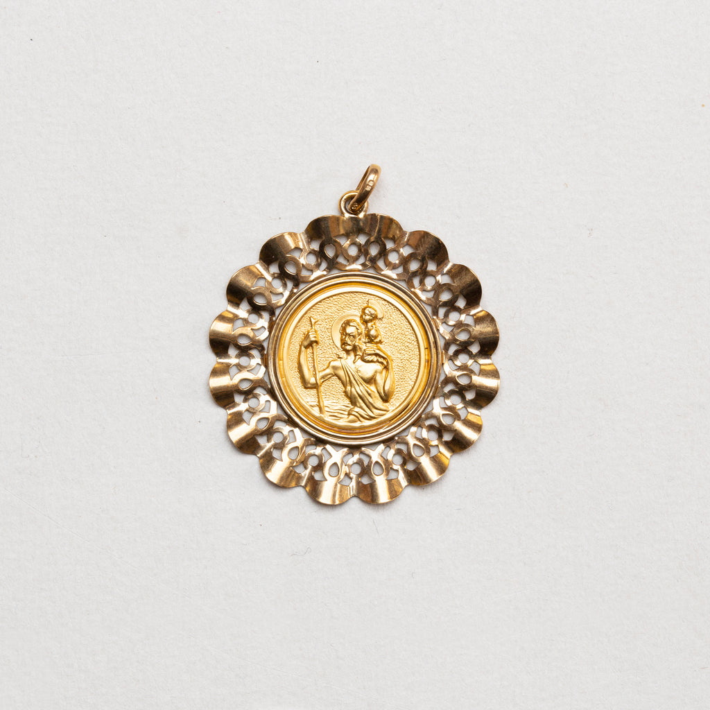 Vintage 9ct Gold Large St. Christopher Charm Pendant