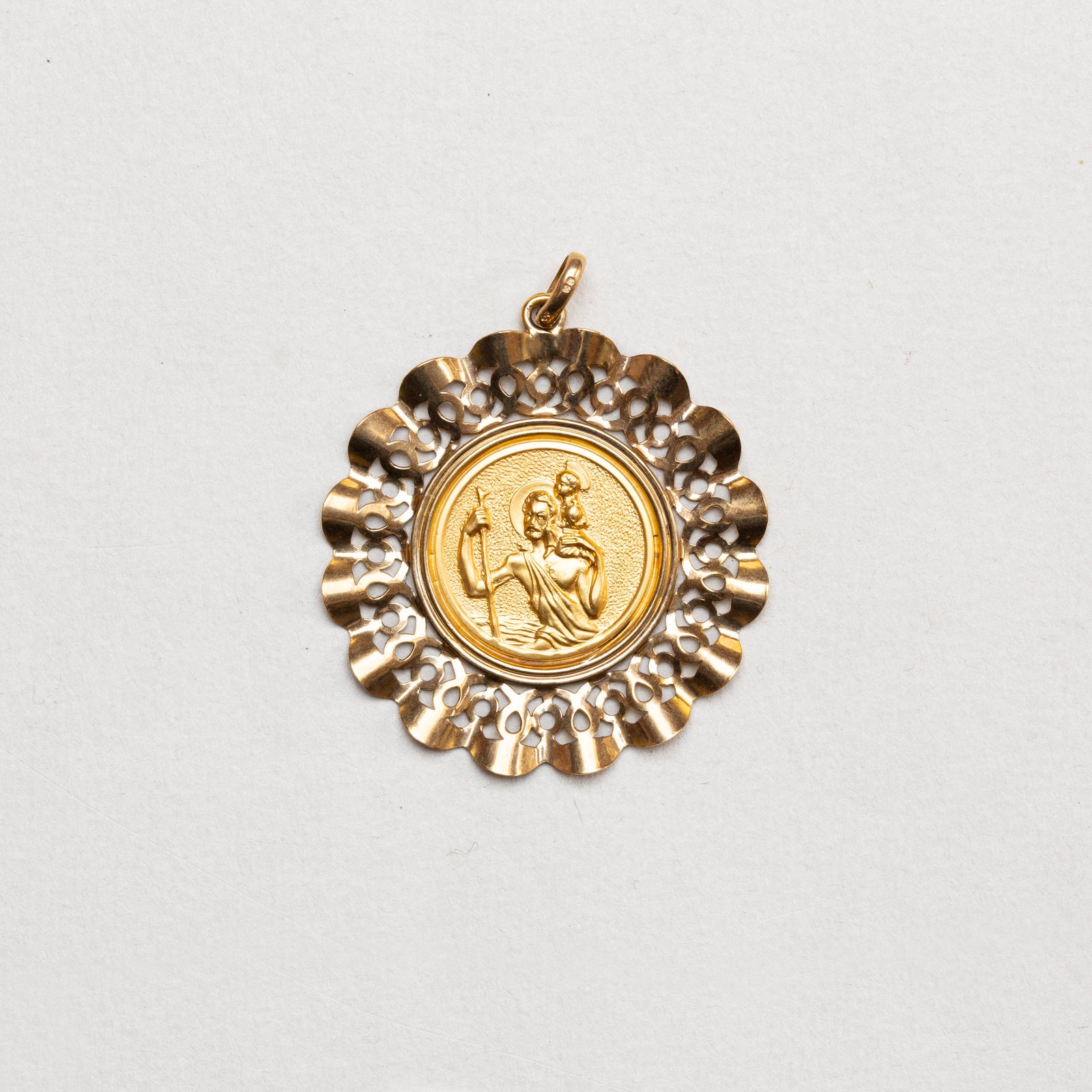 Vintage 9ct Gold Large St. Christopher Charm Pendant