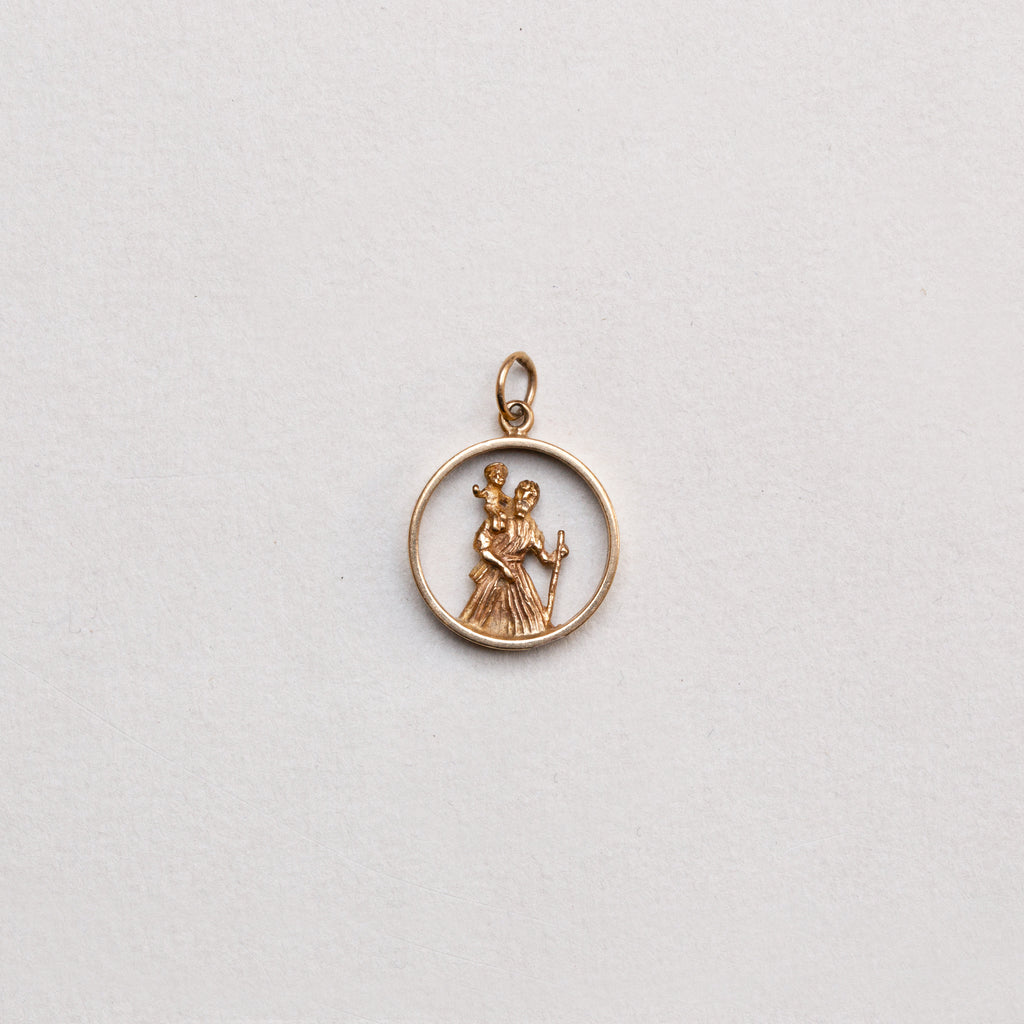 Vintage 9ct Gold St. Christopher Charm Pendant
