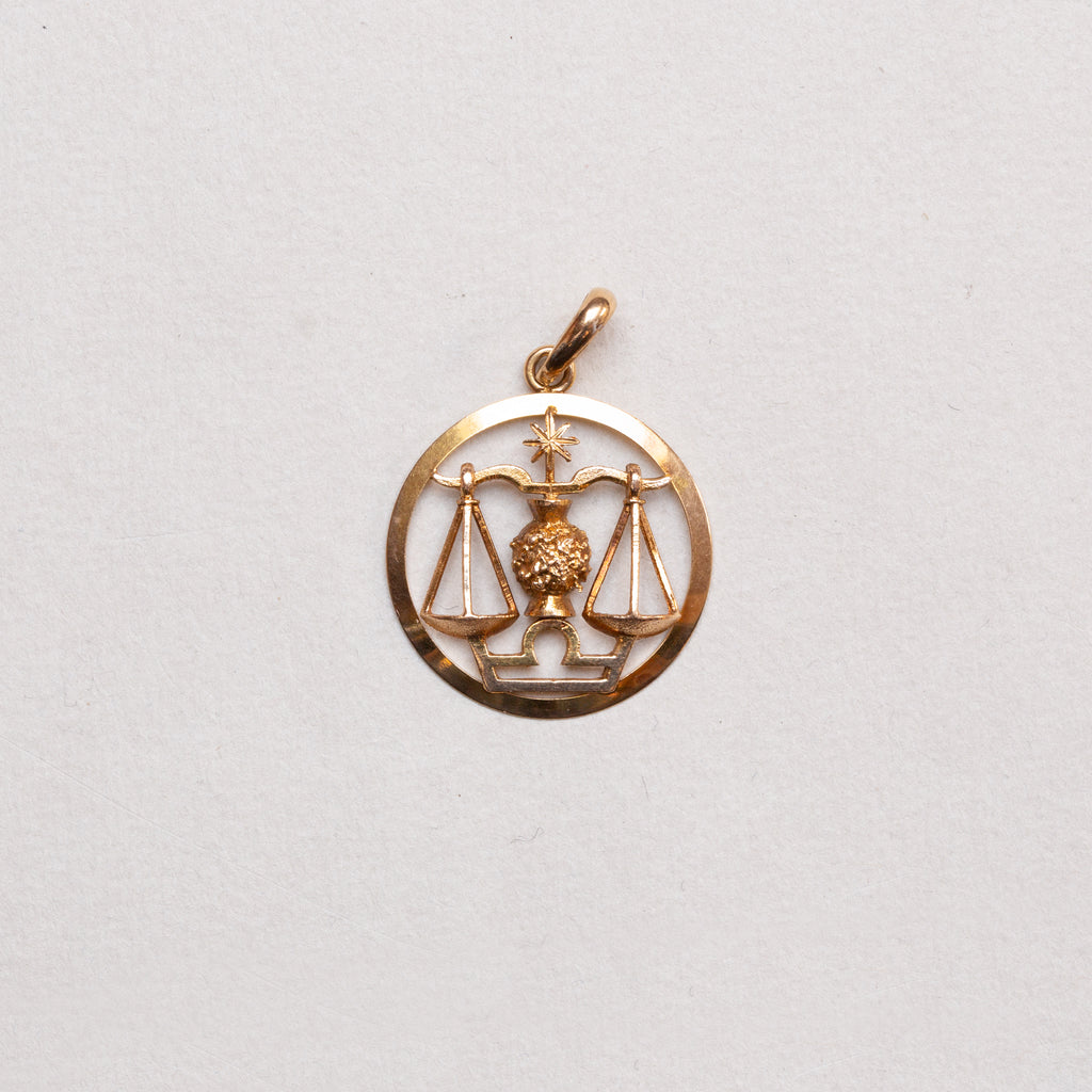 Vintage 9ct Gold Libra Charm Pendant