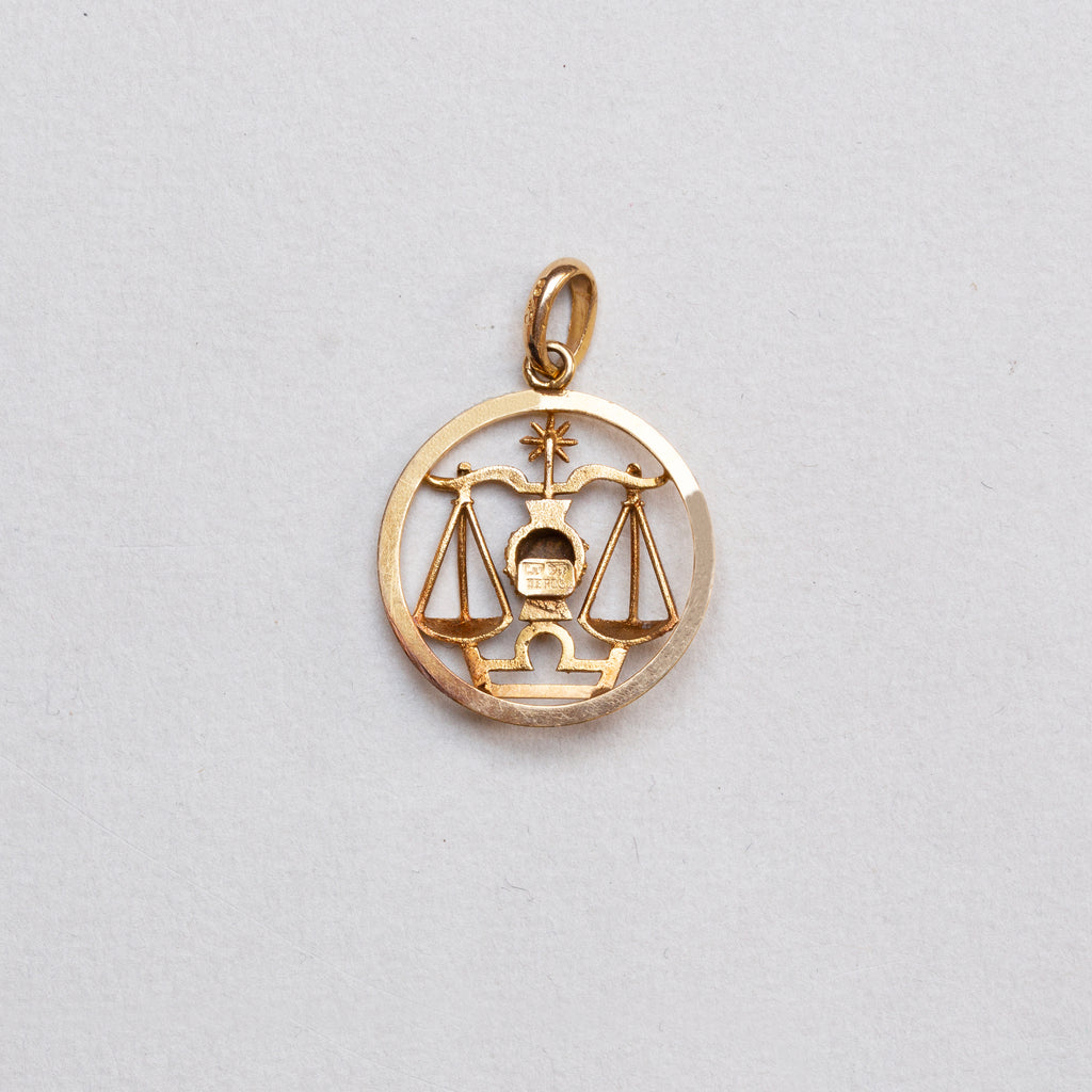Vintage 9ct Gold Libra Charm Pendant
