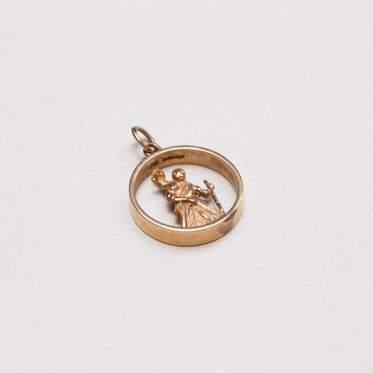 Vintage 9ct Gold St. Christopher Charm Pendant