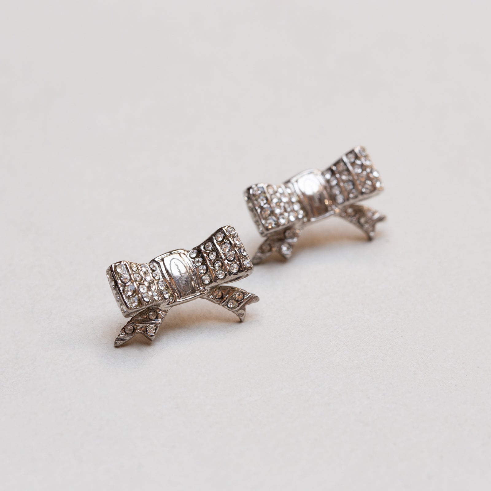 Vintage Ferragamo Bow Ribbon Stud Earrings