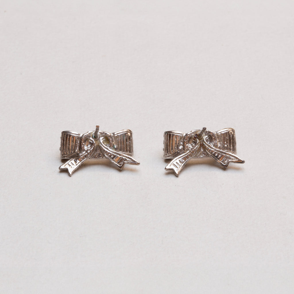 Vintage Ferragamo Bow Ribbon Stud Earrings