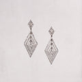 Geometric Diamond Drop Earrings in Silver